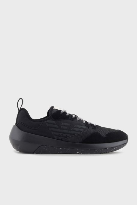 Emporio Armani Logolu Sneaker Erkek Ayakkabı EM003667 AF19533 UC001 SİYAH - Emporio Armani
