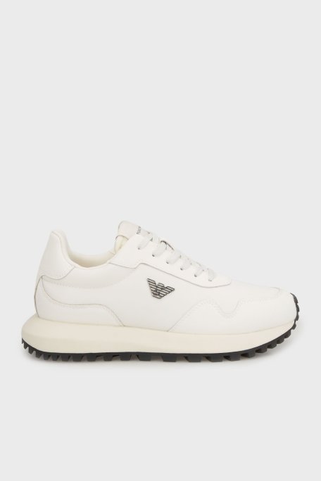 Emporio Armani Logolu Sneaker Erkek Ayakkabı EM003738 AF19532 M0107 BEYAZ - Emporio Armani