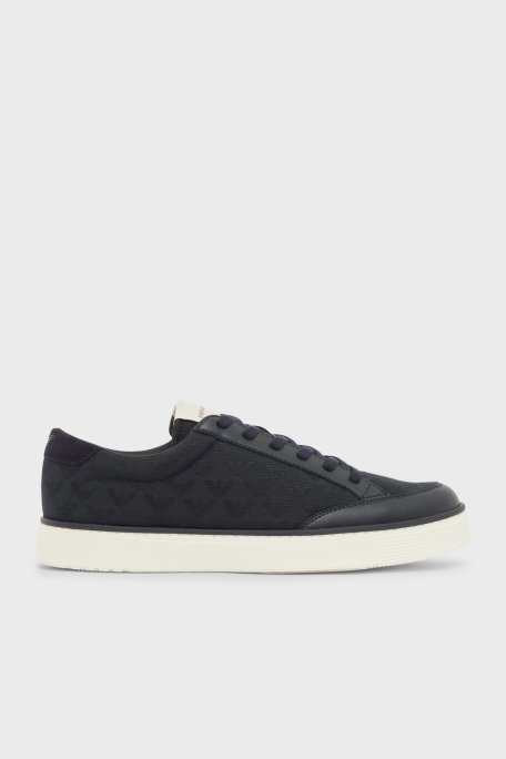 Emporio Armani Logolu Sneaker Erkek Ayakkabı EM004782 AF23199 MB483 LACİVERT - Emporio Armani