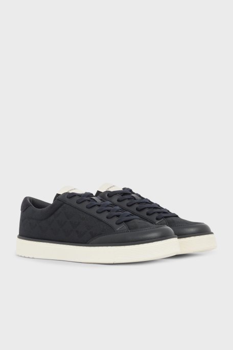 Emporio Armani Logolu Sneaker Erkek Ayakkabı EM004782 AF23199 MB483 LACİVERT - Emporio Armani (1)