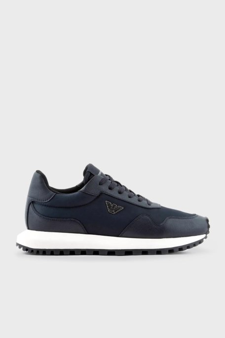 Emporio Armani Logolu Sneaker Erkek Ayakkabı X4X630 XN877 N151 LACİVERT - Emporio Armani