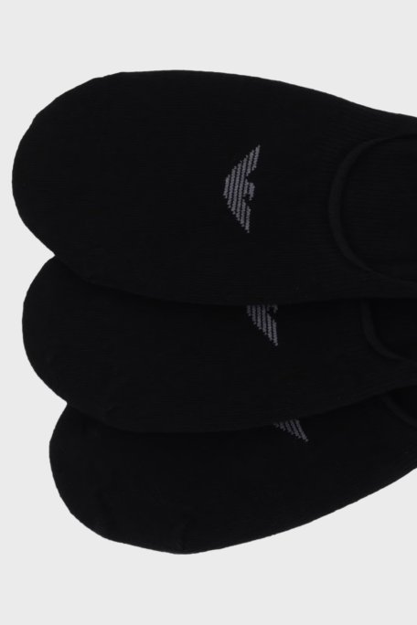 Emporio Armani Logolu Streç Pamuklu 3 Pack Babet Erkek Çorap EM000548 AF14446 MC061 SİYAH - Emporio Armani (1)