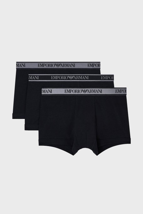Emporio Armani Logolu Streç Pamuklu 3 Pack Erkek Boxer EM000259 AF10779 MC406 SİYAH - Emporio Armani