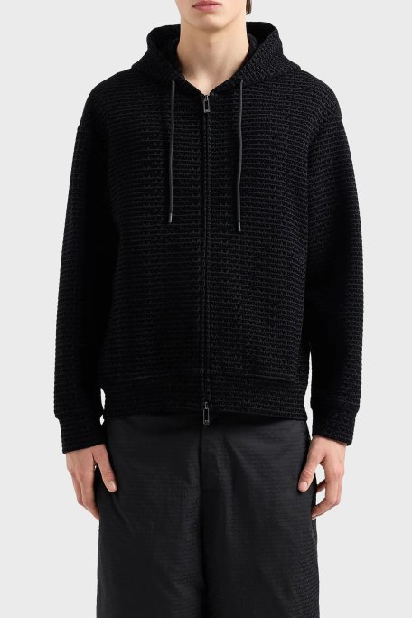 Emporio Armani Logolu Streç Pamuklu Regular Fit Erkek Sweat 6D1MB0 1JHSZ 0999 SİYAH - Emporio Armani