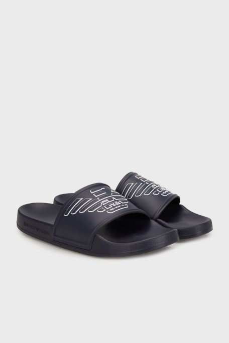 Emporio Armani Logolu Tek Bantlı Unisex Terlik XVPS11 XR273 K578 MAVİ-BEYAZ - Emporio Armani (1)