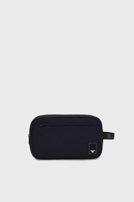 Emporio Armani Logolu Tek Saplı Erkek Çanta EM000090 AF13841 UB118 LACİVERT - Emporio Armani