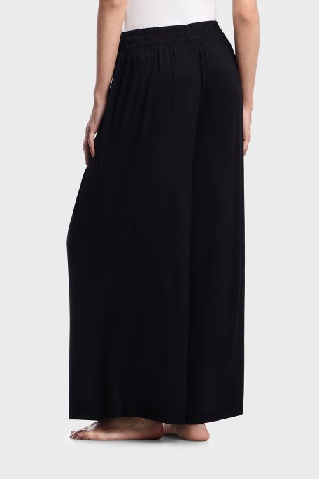 Emporio Armani Logolu Wide Leg Yüksek Bel Bayan Pantolon EW000522 AF19024 UC001 SİYAH - Emporio Armani (1)
