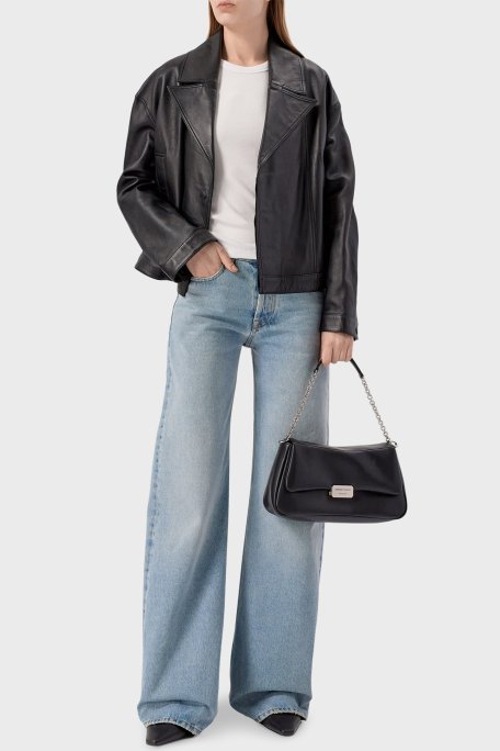 Emporio Armani Logolu Zincir Askılı ve Ayarlanabilir Askılı Bayan Çanta EW002645 AF18673 UC001 SİYAH - Emporio Armani (1)