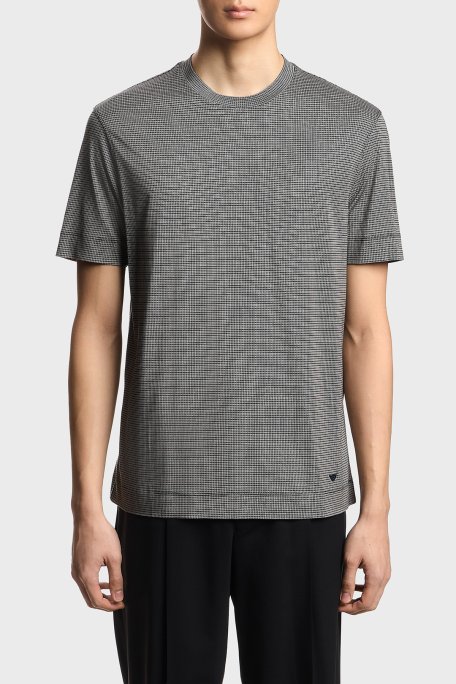 Emporio Armani Mikro Baskılı Pamuk Karışımlı Regular Fit Erkek T Shirt EM004914 AF24857 F1158 BEJ - Emporio Armani