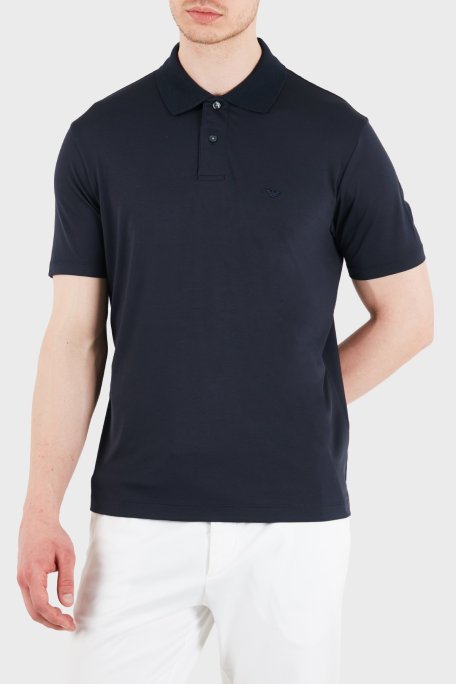 Emporio Armani Modal ve İpek Karışımlı Düğmeli Erkek Polo EM004526 AF13721 UB118 LACİVERT - Emporio Armani