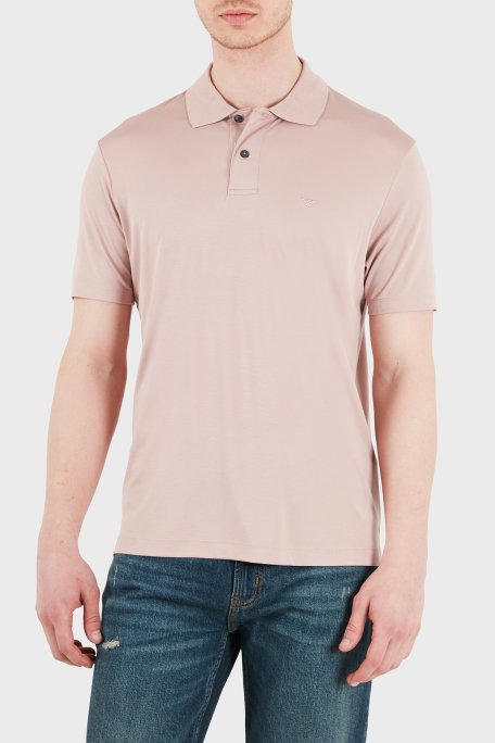 Emporio Armani Modal ve İpek Karışımlı Kısa Kollu Düğmeli Erkek Polo EM004526 AF13721 U4079 PUDRA - Emporio Armani