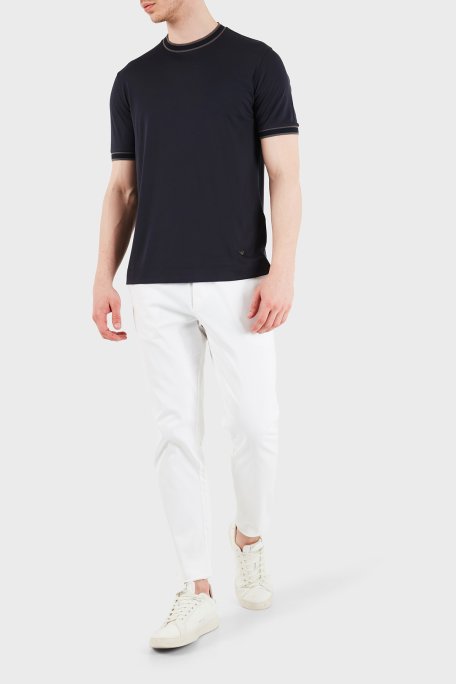 Emporio Armani Modal ve İpek Karışımlı Slim Fit Bisiklet Yaka Erkek T Shirt EM005361 AF13721 UB118 LACİVERT - Emporio Armani (1)
