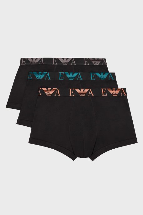 Emporio Armani Monogram Logolu Streç Pamuklu 3 Pack Erkek Boxer EM000259 AF10778 MC061 SİYAH - Emporio Armani