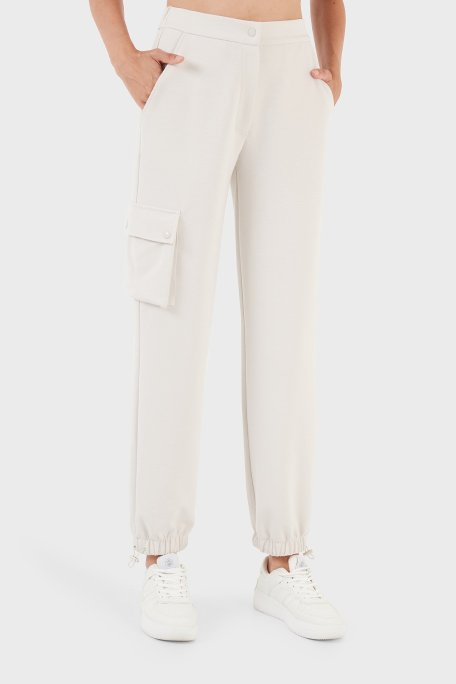 Emporio Armani Normal Bel Regular Fit Jogger Spor Bayan Pantolon 6R2P7G 2JRKZ 0103 EKRU - Emporio Armani (1)