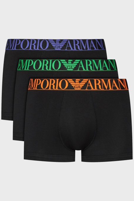 Emporio Armani Organik Pamuklu Esnek 3 Pack Erkek Boxer 111357 4R726 29821 Turuncu-Mor-Yeşil - Emporio Armani