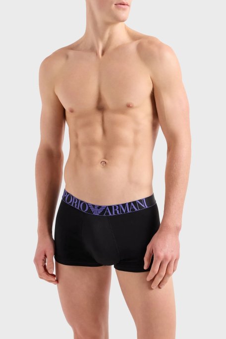 Emporio Armani Organik Pamuklu Esnek 3 Pack Erkek Boxer 111357 4R726 29821 Turuncu-Mor-Yeşil - Emporio Armani (1)