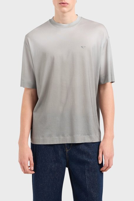 Emporio Armani Oversize Fit Bisiklet Yaka Logolu Erkek T Shirt EM001116 AF10017 F8104 GRİ - Emporio Armani