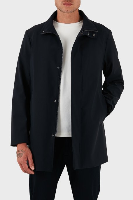 Emporio Armani Pamuk Karışımlı Dik Yaka Regular Fit Erkek Trençkot 8N1L81 1NZAZ 0920 LACİVERT - Emporio Armani