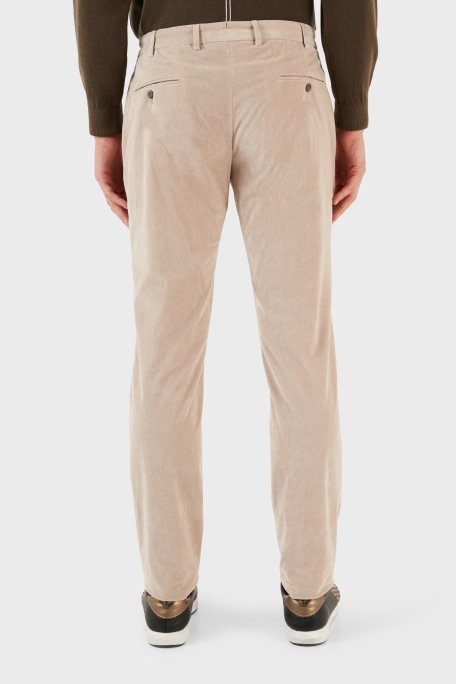Emporio Armani Pamuk Karışımlı İnce Fitilli Normal Bel Regular Fit Erkek Pantolon H41P61 E1619 112 BEJ - Emporio Armani (1)