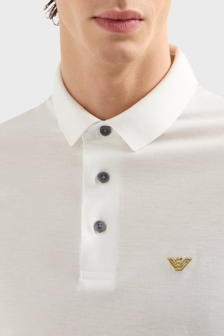 Emporio Armani Pamuk Karışımlı Logolu Düğmeli Erkek Polo Yaka T Shirt EM001704 AF10017 M0131 BEYAZ - Emporio Armani (1)