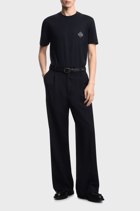 Emporio Armani Pamuk Karışımlı Logolu Slim Fit Bisiklet Yaka Erkek T Shirt EM005281 AF13747 MB638 LACİVERT - Emporio Armani (1)