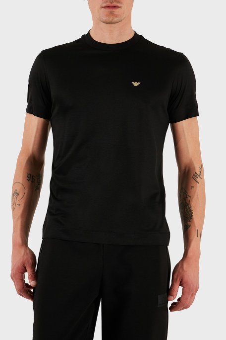 Emporio Armani Pamuk Karışımlı Regular Fit Bisiklet Yaka Erkek T Shirt EM001702 AF10017 MC184 SİYAH - Emporio Armani