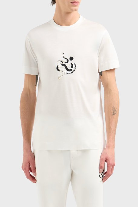 Emporio Armani Pamuk Karışımlı Regular Fit Bisiklet Yaka Erkek T Shirt EM001702 AF10017 U0003 BEYAZ - Emporio Armani