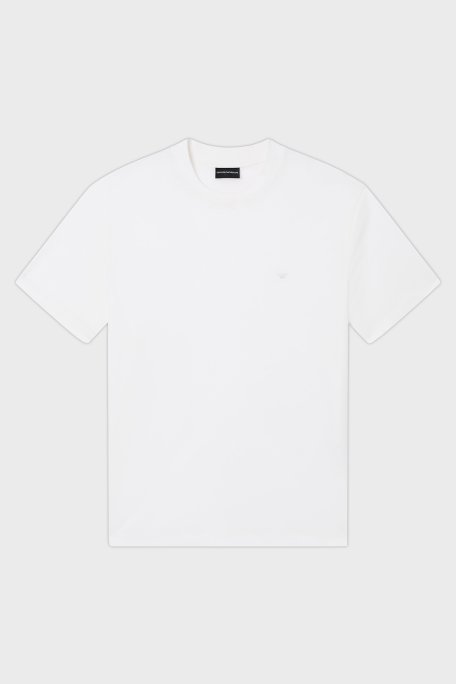 Emporio Armani Pamuk Karışımlı Regular Fit Bisiklet Yaka Erkek T Shirt EM005491 AF24839 U0003 BEYAZ - Emporio Armani