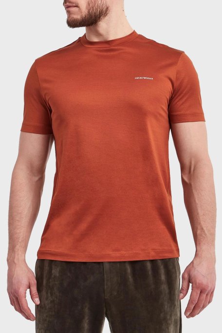 Emporio Armani Pamuk Karışımlı Regular Fit Bisiklet Yaka Logolu Erkek T Shirt 8N1TD8 1JUVZ U5035 KIRMIZI - Emporio Armani