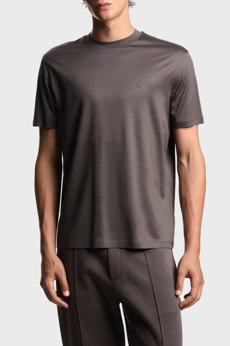 Emporio Armani Pamuk Karışımlı Regular Fit Bisiklet Yaka Logolu Erkek T Shirt EM003137 AF10761 U8143 ANTRASİT - Emporio Armani