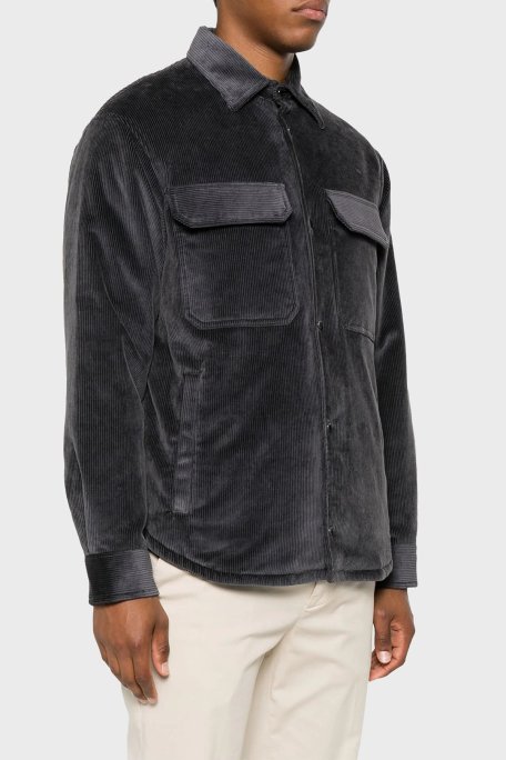 Emporio Armani Pamuk Karışımlı Regular Fit Kadife Erkek Ceket 6D1CN0 1NUCZ 0842 ANTRASİT - Emporio Armani