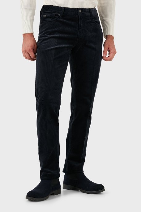 Emporio Armani Pamuk Karışımlı Regular Fit Kadife Erkek Pantolon 6D1J06 1NUCZ 0920 LACİVERT - Emporio Armani