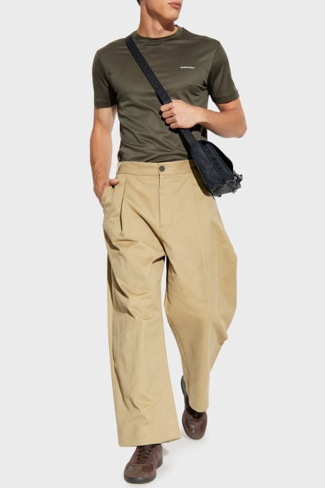 Emporio Armani Pamuk Karışımlı Regular Fit Logolu Bisiklet Yaka Erkek T Shirt 8N1TD8 1JUVZ U7042 HAKİ - Emporio Armani (1)