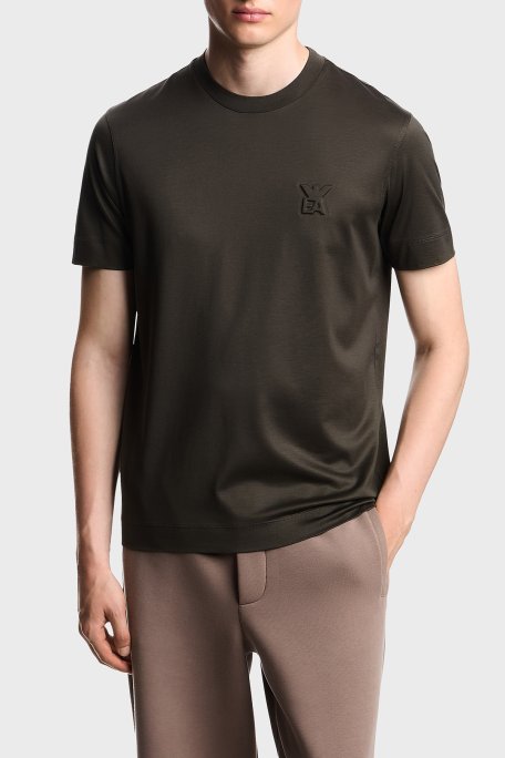 Emporio Armani Pamuk Karışımlı Regular Fit Logolu Bisiklet Yaka Erkek T Shirt EM002963 AF10761 U8120 HAKİ - Emporio Armani