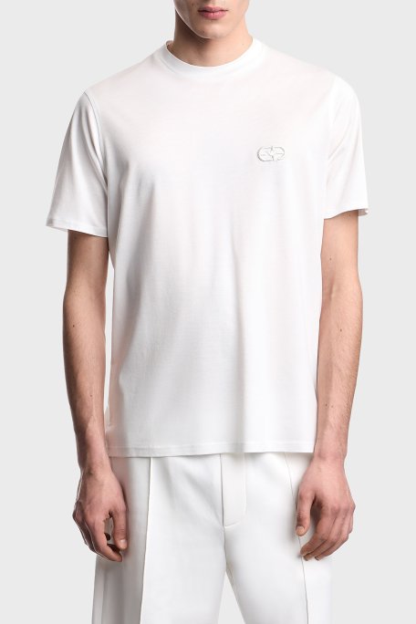 Emporio Armani Pamuk Karışımlı Regular Fit Logolu Bisiklet Yaka Erkek T Shirt EM004585 AF10017 U0003 BEYAZ - Emporio Armani
