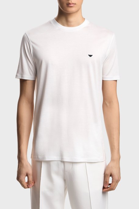 Emporio Armani Pamuk Karışımlı Regular Fit Logolu Bisiklet Yaka Erkek T Shirt EM004592 AF13747 U0003 BEYAZ - Emporio Armani