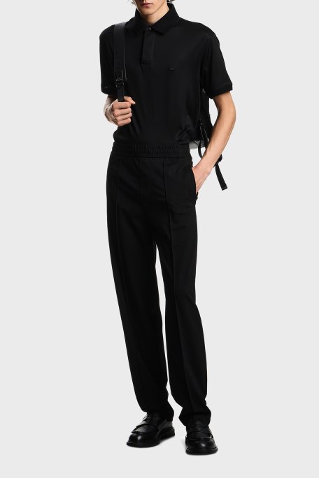 Emporio Armani Pamuk Karışımlı Regular Fit Logolu Düğmeli Erkek Polo EM004588 AF10017 UC001 SİYAH - Emporio Armani (1)