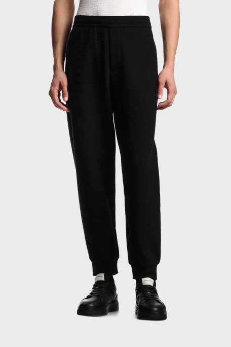 Emporio Armani Pamuk Karışımlı Regular Fit Logolu Yüksek Bel Erkek Pantolon EM004535 AF13700 FC293 SİYAH - Emporio Armani