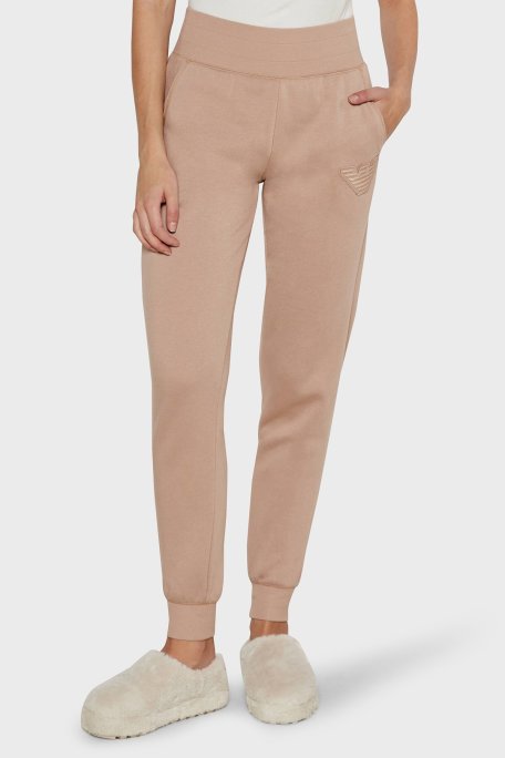 Emporio Armani Pamuk Karışımlı Regular Fit Yüksek Bel Ribanalı Paça Jogger Bayan Pantolon 164908 4F256 16355 BEJ - Emporio Armani