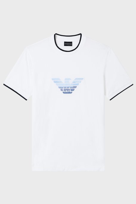 Emporio Armani Pamuk Karışımlı Slim Fit Bisiklet Yaka Erkek T Shirt EM005271 AF10017 U0003 BEYAZ - Emporio Armani