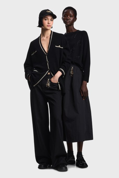 Emporio Armani Pamuk Karışımlı Wide Leg Yüksek Bel Bol Paça Jeans Bayan Kot Pantolon EW000737 AF21094 MC002 SİYAH - Emporio Armani (1)