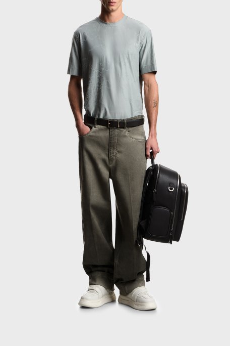 Emporio Armani Pamuk ve İpek Karışımlı Regular Fit Bisiklet Yaka Erkek T Shirt EM004644 AF23458 F8254 GRİ - Emporio Armani (1)