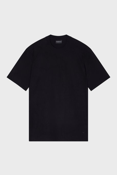 Emporio Armani Pamuk ve İpek Karışımlı Regular Fit Bisiklet Yaka Erkek T Shirt EM004644 AF23458 FC333 SİYAH - Emporio Armani