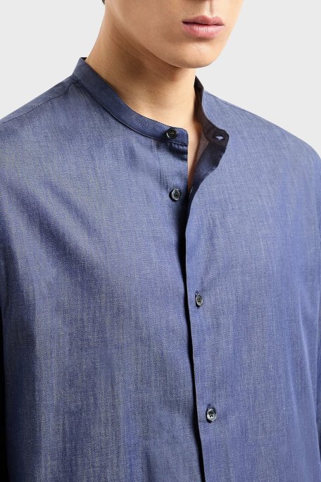 Emporio Armani Pamuklu Bant Yaka Erkek Gömlek 3D1CN8 1DAAZ 0941 LACİVERT - Emporio Armani (1)