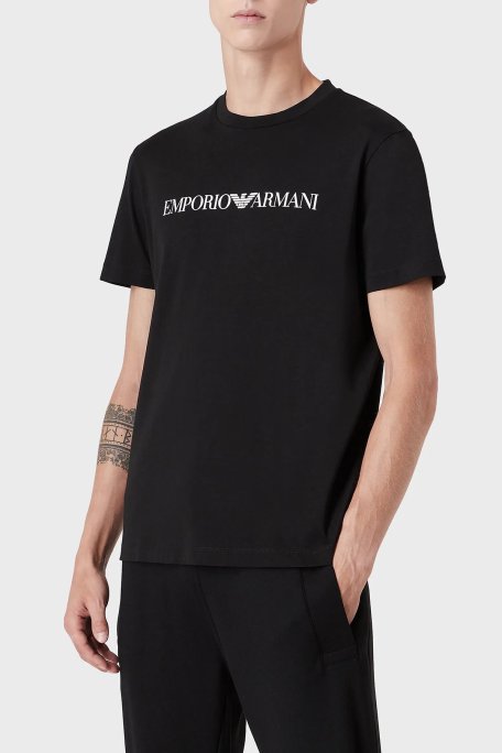 Emporio Armani Pamuklu Baskılı Regular Fit Bisiklet Yaka Erkek T Shirt 8N1TN5 1JPZZ 0021 SİYAH - Emporio Armani