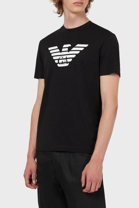 Emporio Armani Pamuklu Baskılı Regular Fit Bisiklet Yaka Erkek T Shirt 8N1TN5 1JPZZ 0022 SİYAH - Emporio Armani