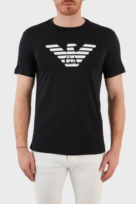 Emporio Armani Pamuklu Baskılı Regular Fit Bisiklet Yaka Erkek T Shirt 8N1TN5 1JPZZ 0975 LACİVERT - Emporio Armani