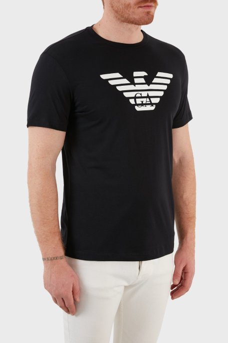 Emporio Armani Pamuklu Baskılı Regular Fit Bisiklet Yaka Erkek T Shirt 8N1TN5 1JPZZ 0975 LACİVERT - Emporio Armani (1)