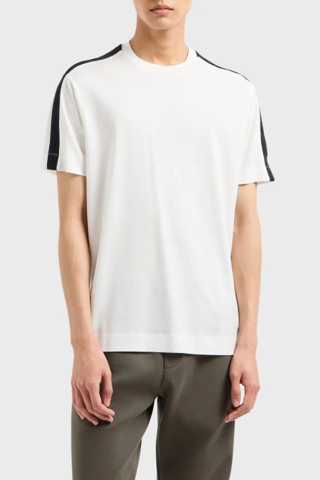 Emporio Armani Pamuklu Bisiklet Yaka Erkek T Shirt 6D1TD6 1JOSZ 0101 BEYAZ - Emporio Armani