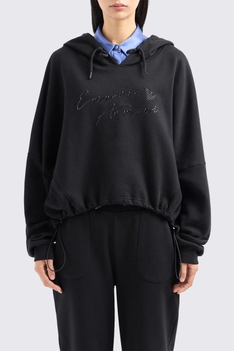 Emporio Armani Pamuklu Boyfrend Fit Bayan Sweat 6D2M7F 2J49Z 0999 SİYAH - Emporio Armani